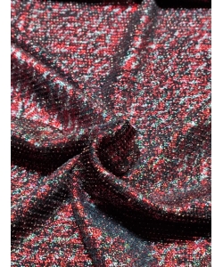 Dzianina bordowa LUREX kolorowy błysk - materiał na sukienkę 0,5 m